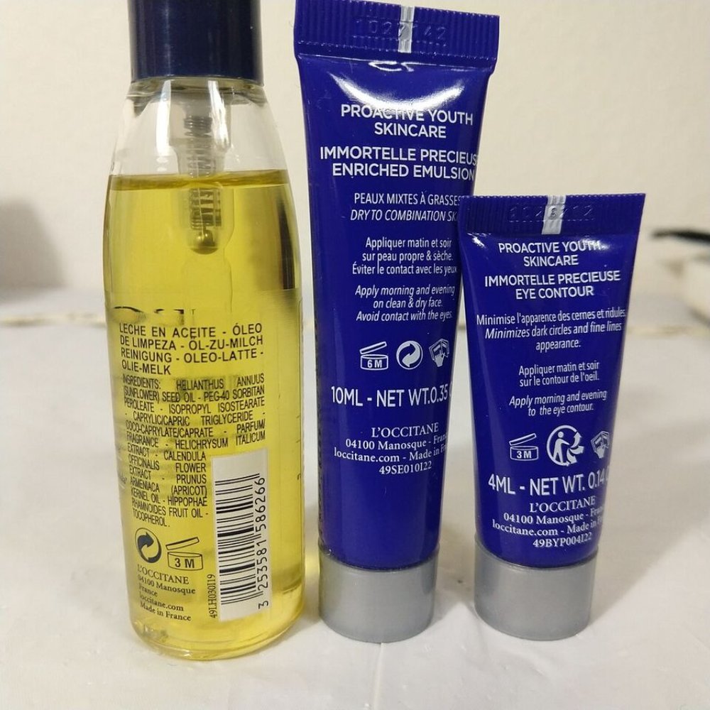 L'OCCITANE IMMORTELLE PRECIOUS ENRICHED EMULSION & Eye Contour ..,X 3 NEW - Picture 3 of 4